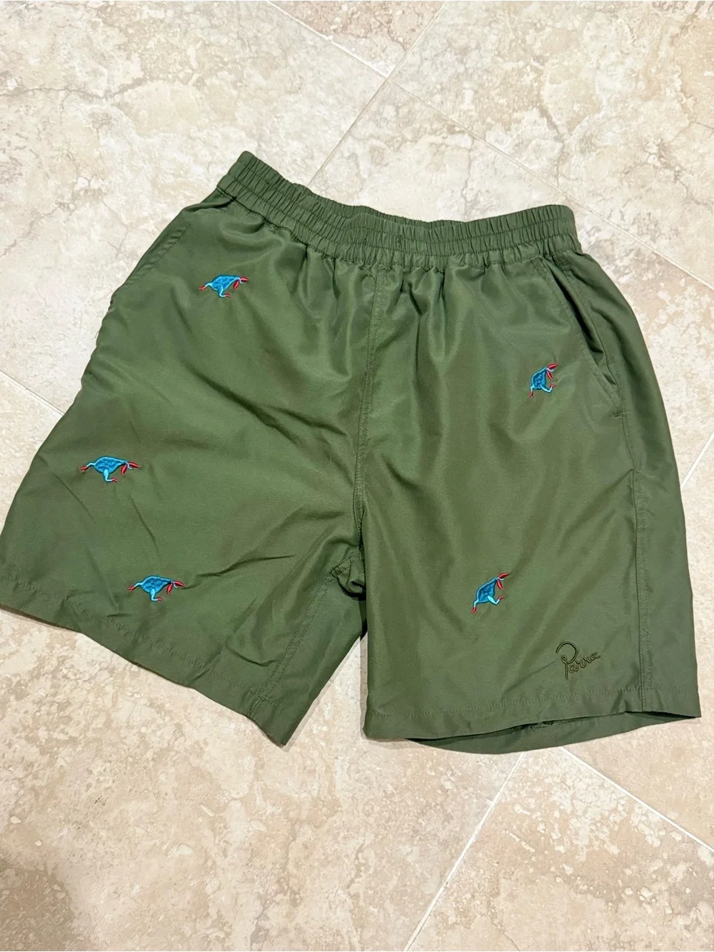 Parra Running Pear Swim Shorts olive green